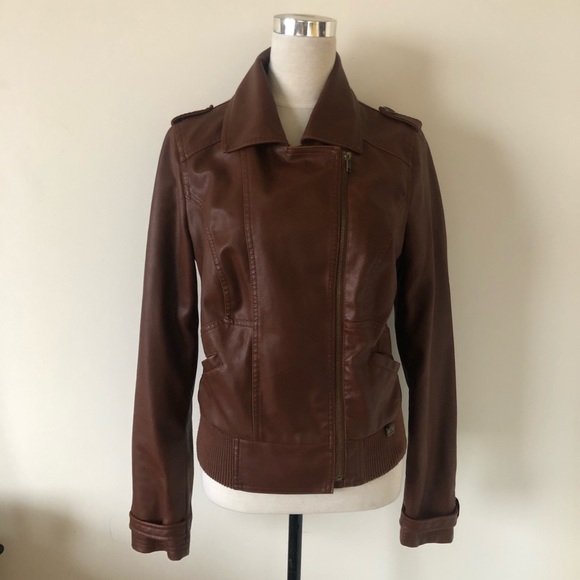 ::SOLD:: Asymmetrical Zip Vegan Leather Jacket - Picture 2 of 10